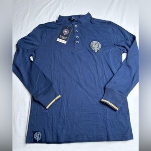 Men's Blue Polo Shirt Henley New University of Oxford